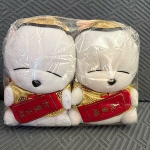 Vintage Mashimaro Plush Pair In Chinese New Year Costume Korean Cartoon 7” Inch